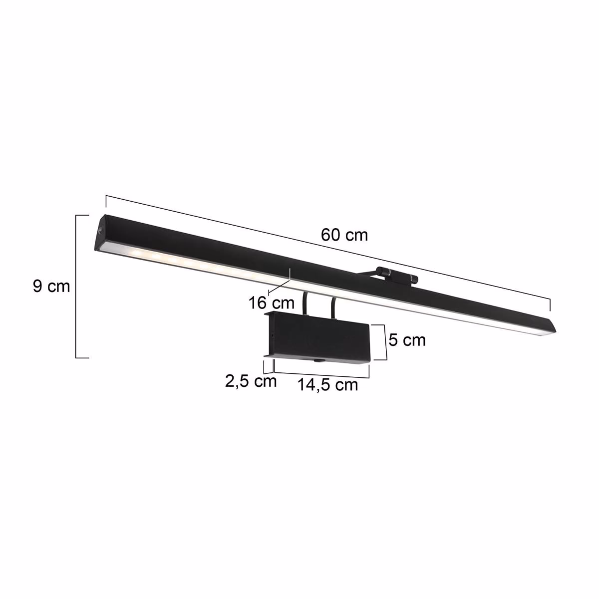 Schilderijverlichting, wandlamp schilderij LED 60cm, zwart en wit, Litho LED, Steinhauer - Afbeelding 8