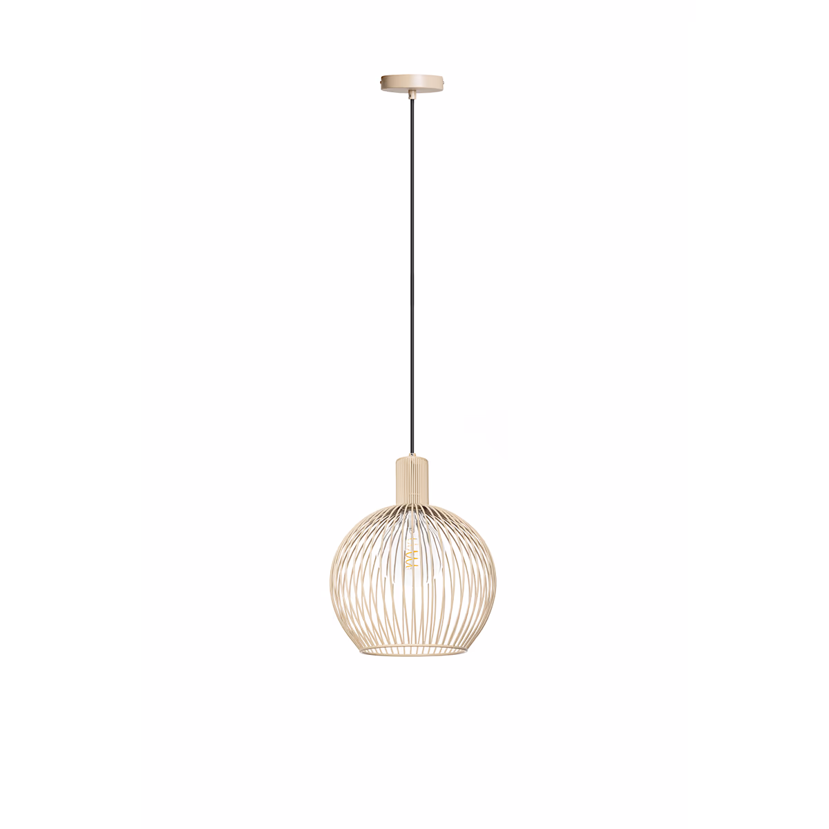 Zandkleurige hanglamp Wire, zandkleurig metaaldraad, rond 30 cm doorsnede – ETH - Afbeelding 2